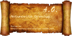 Antunovits Orsolya névjegykártya